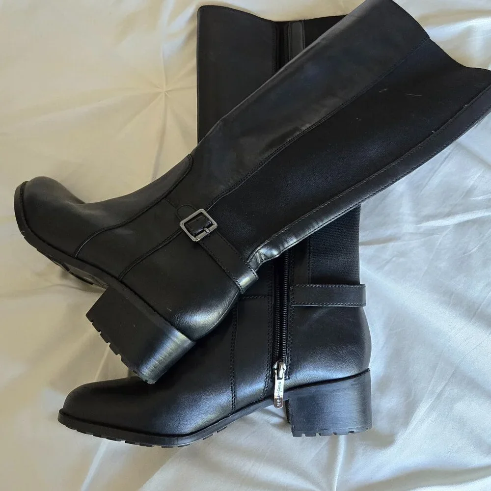 Easy Spirit Black Chaza Tall Leather Boot 7 NWOT - Picture 1 of 6